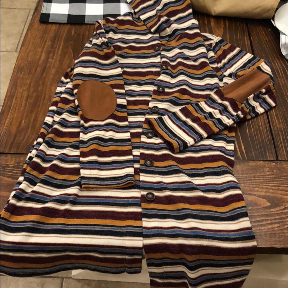 😍striped long cardigan with padded elbows